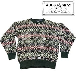 VTG Woods & Gray Multicolor Cross Pullover Sweater Mens XL Grandpa Golf 90s Y2K